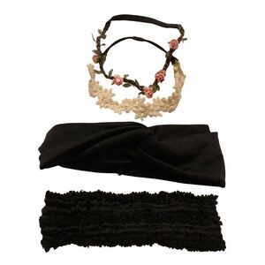 Lot of 4 Headbands Flower Crown Stretch Hair Accessories